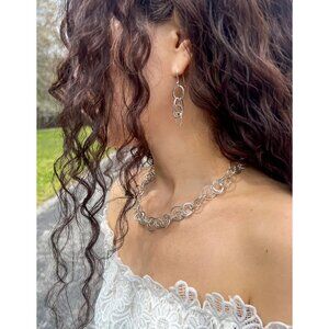 Fine Sterling Silver Multi-Circle Necklace NEW